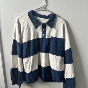 Madewell Navy and White Rugby Shirt